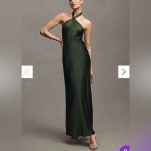 BHLDN Forest Green Halter Dress XS